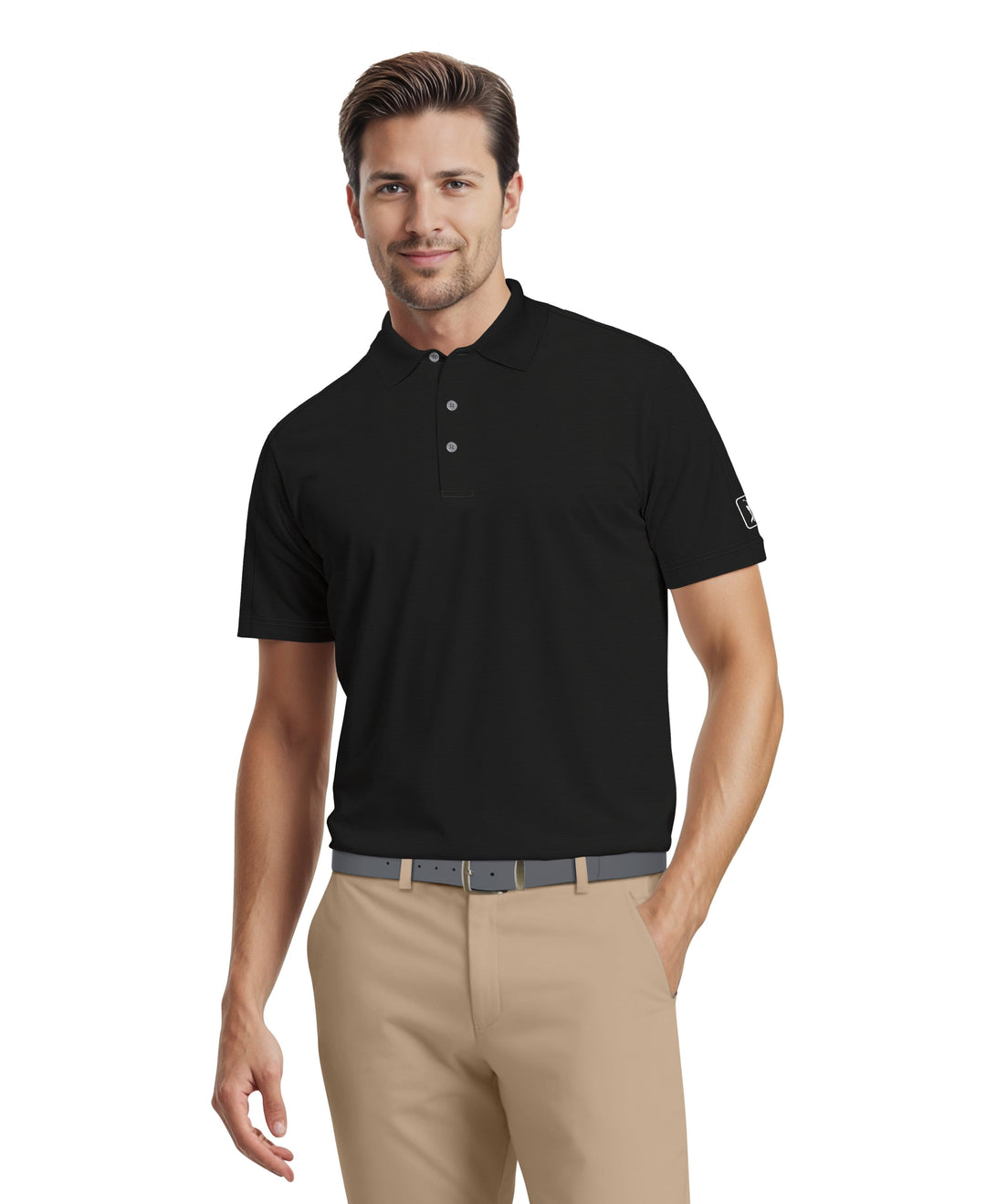Solid Cooling Texture Polo (Caviar) 