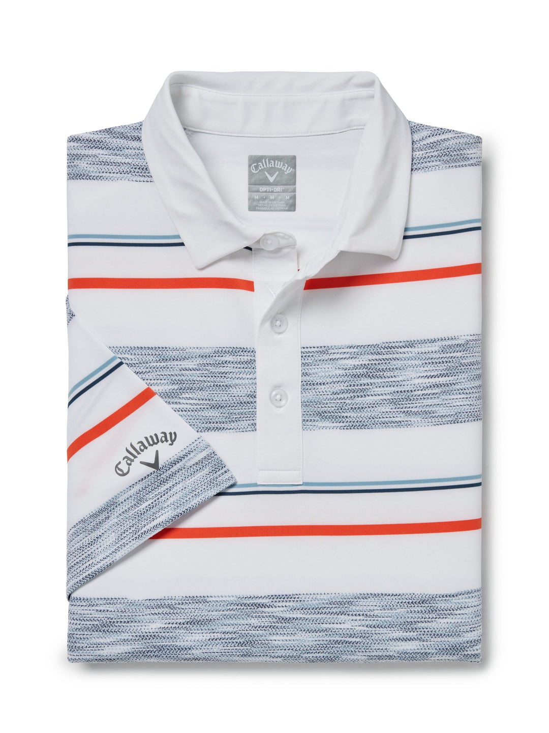 Space Dye Herringbone Stripe Golf Polo (Bright White) 