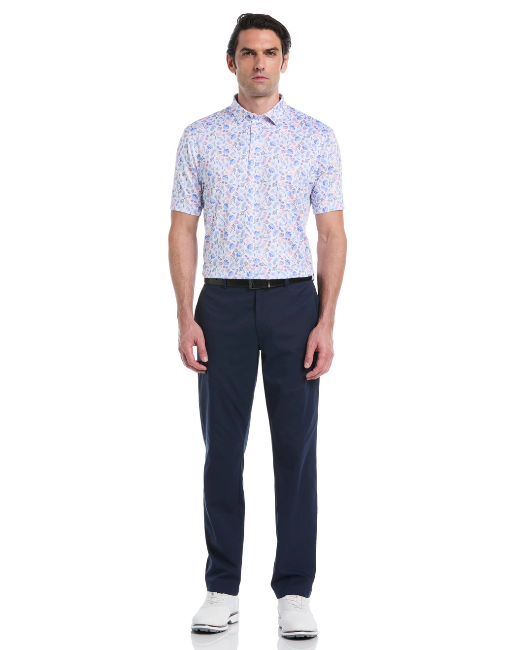 Springtime Print Golf Polo (Bright White) 