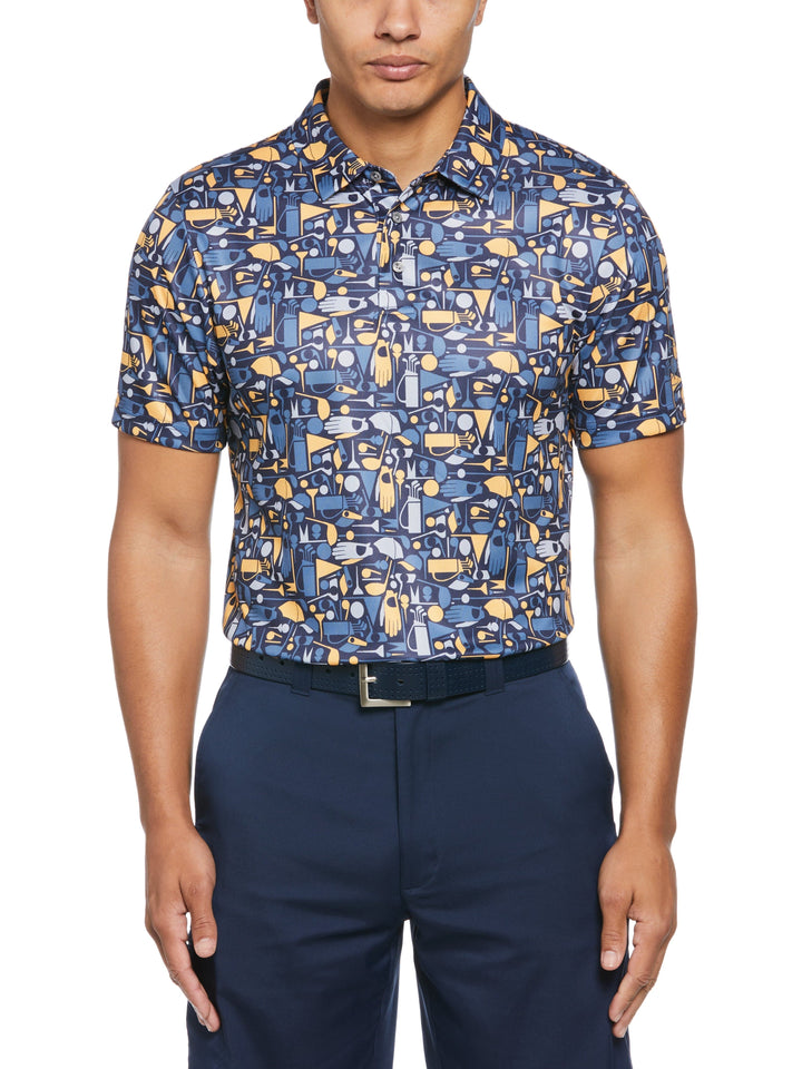 Stamped Golf Print Golf Polo (Peacoat) 