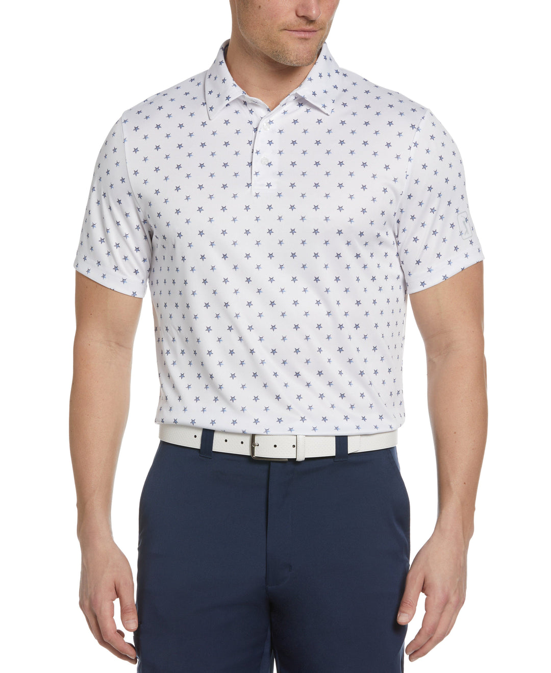 Stars and Stripes Print Golf Polo (Bright White) 