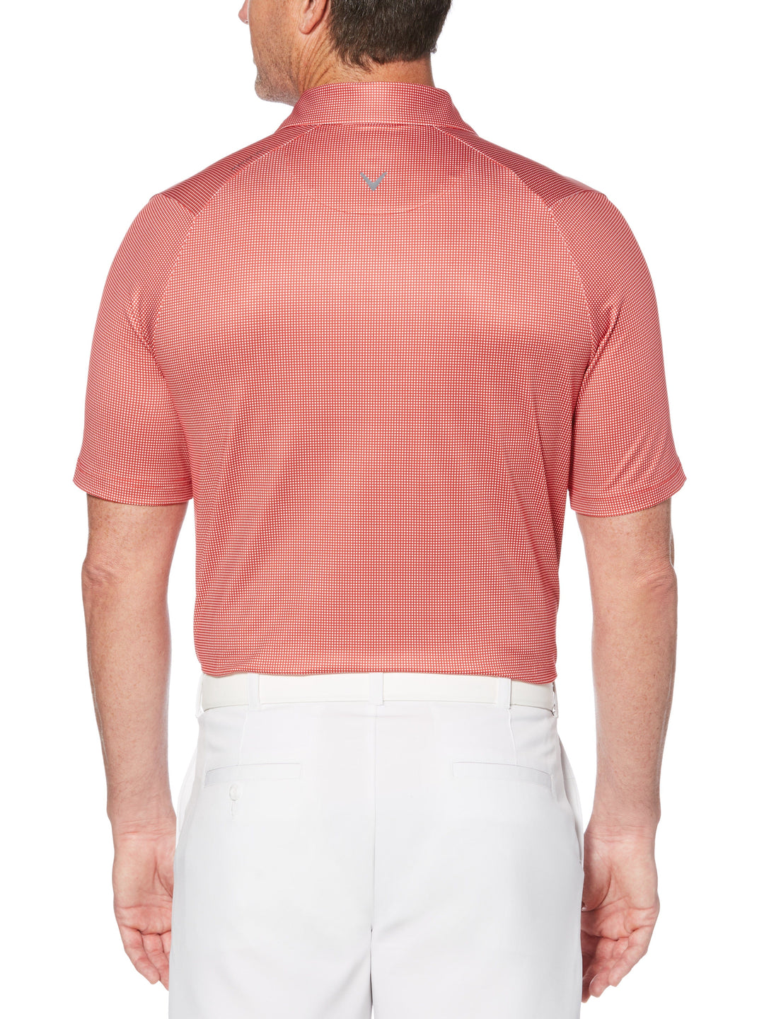 Mens Swing Tech Printed Gingham Polo (Tango Red) 