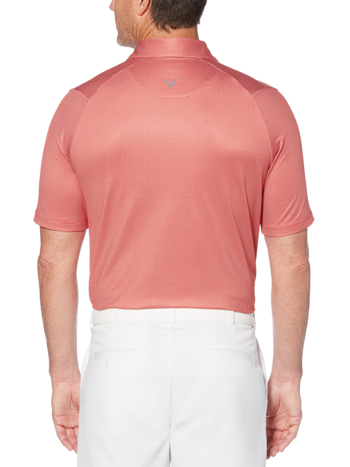Mens Swing Tech Printed Gingham Polo (Tango Red) 