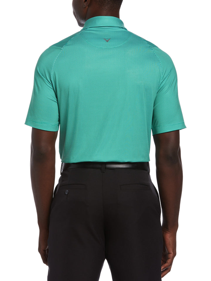 Mens Swing Tech Printed Gingham Polo (Golf Green) 