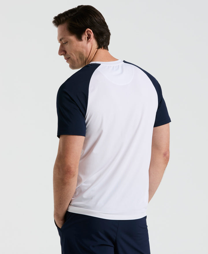 Performance Core Blocked Tennis Tee  (Bright White) 