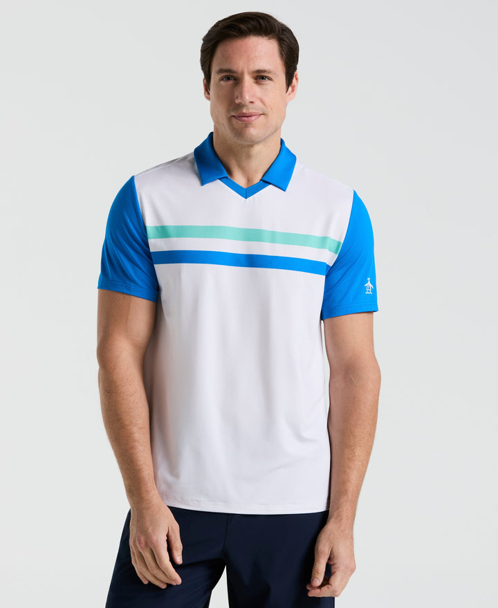 Tennis Performance Color Block Polo (Bright White) 
