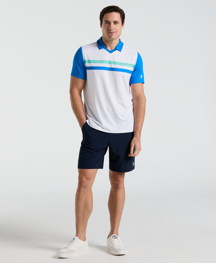 Tennis Performance Color Block Polo (Bright White) 
