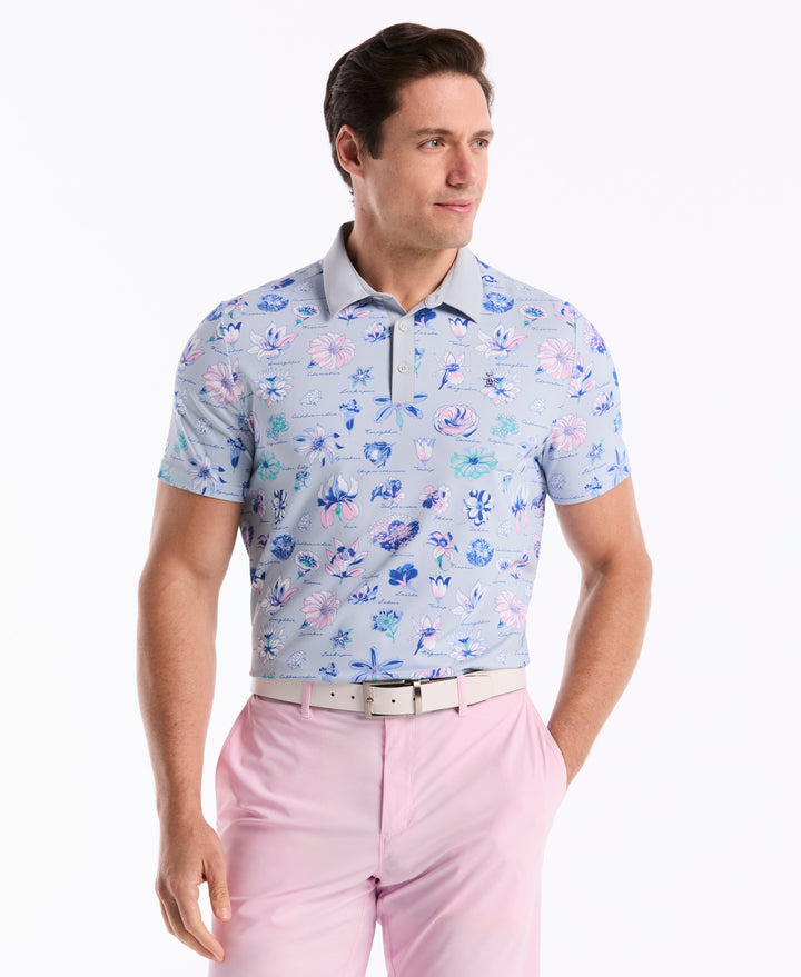 Textbook Floral Golf Polo (Gray Dawn) 