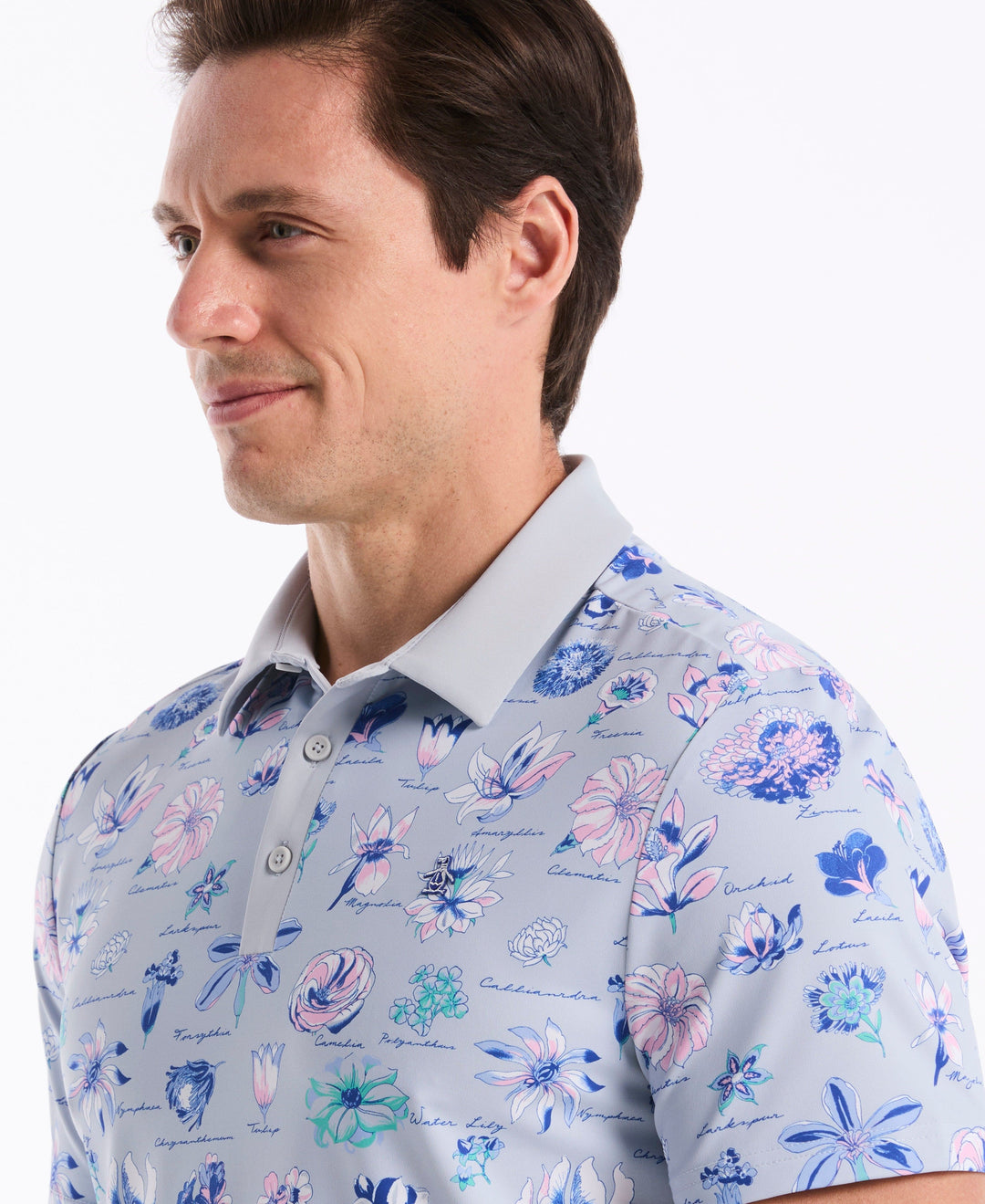 Textbook Floral Golf Polo (Gray Dawn) 