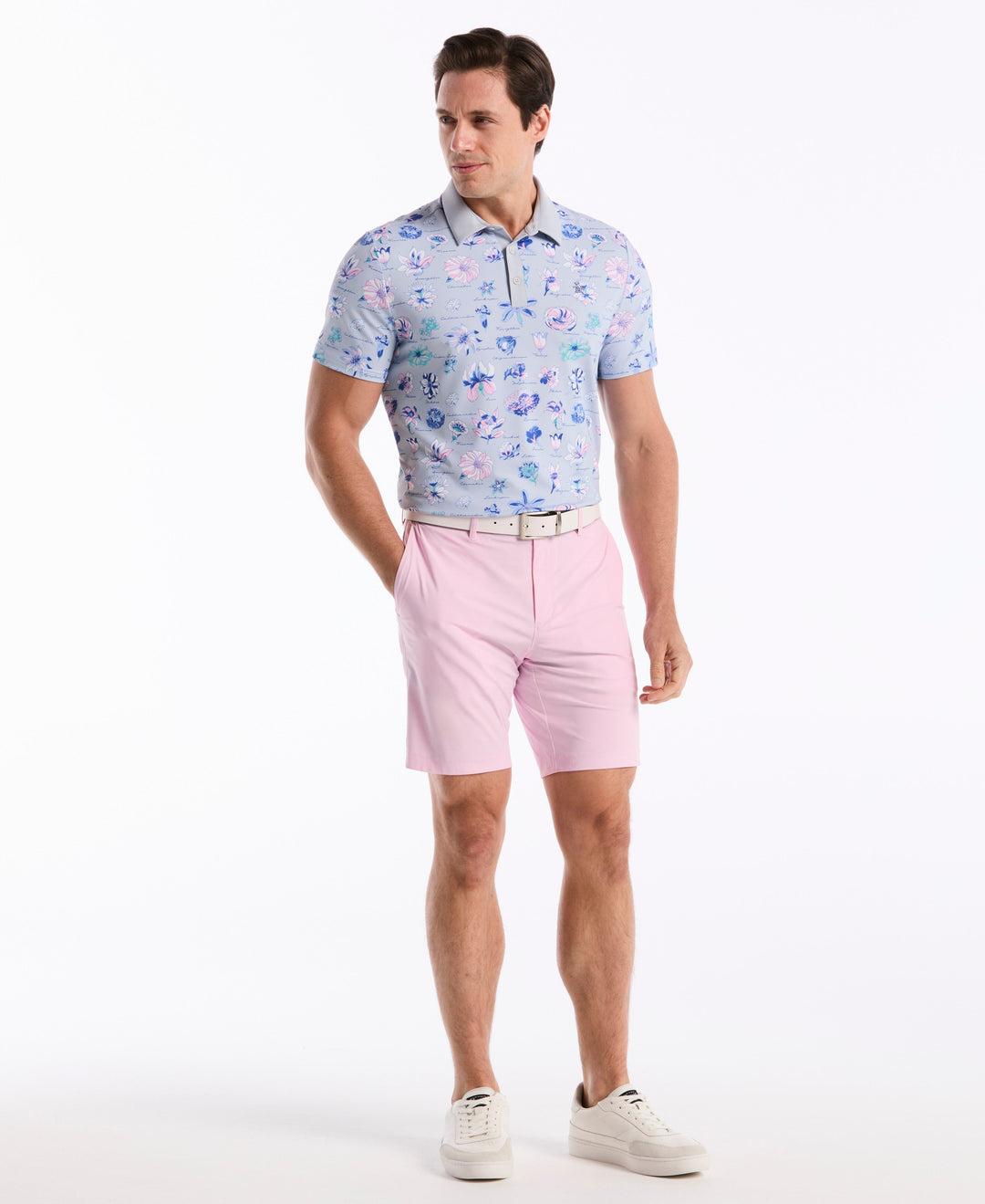 Textbook Floral Golf Polo (Gray Dawn) 