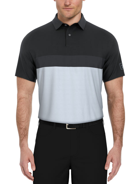 Textured Color Block Golf Polo (Caviar) 