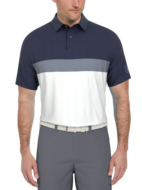 Textured Color Block Golf Polo (Peacoat) 