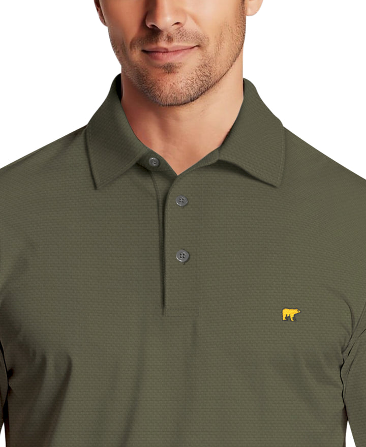 Short Sleeve Texture Solid Polo (Thyme) 