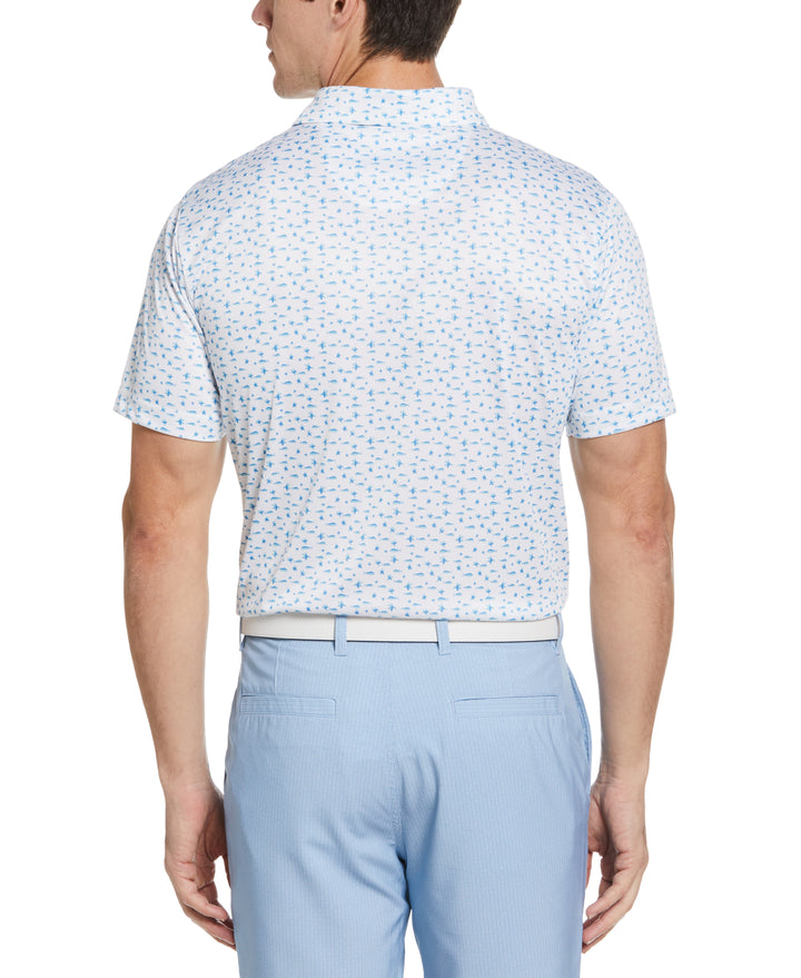 The Seas Printed Golf Polo (Bright White) 