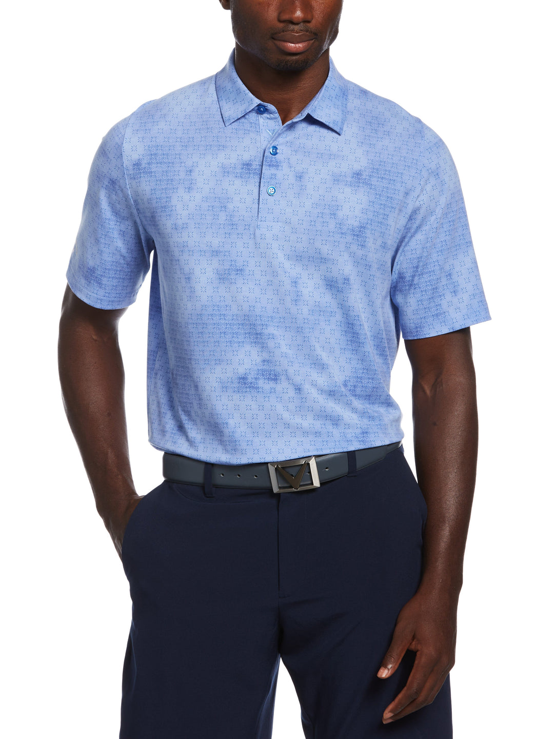 Tie Dye Foulard Print Golf Polo (Magnetic Blue) 