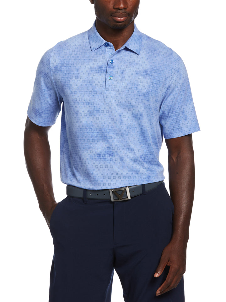 Tie Dye Foulard Print Golf Polo (Magnetic Blue) 