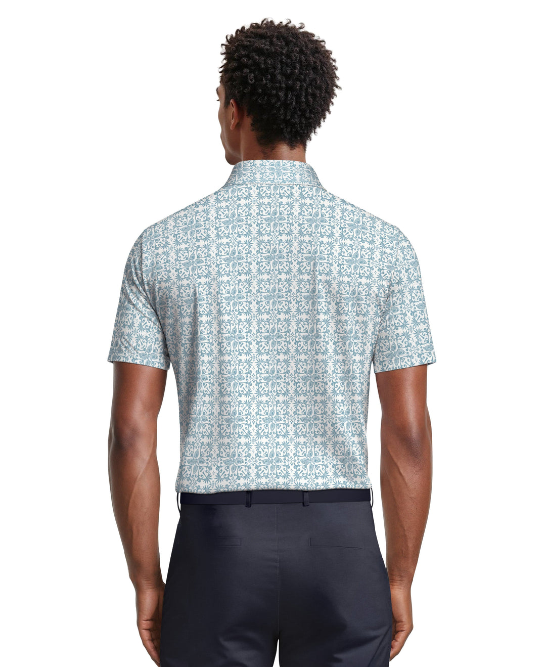Men's Tile Print Polo (Bright White) 