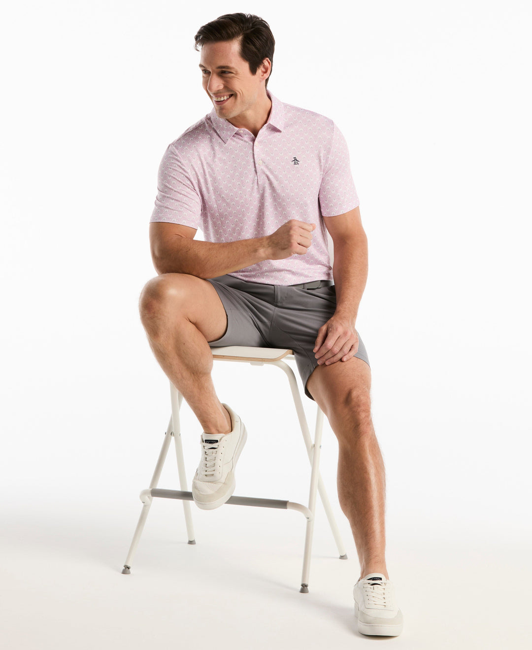 Tiny Geometric Print Polo (Pirouette) 