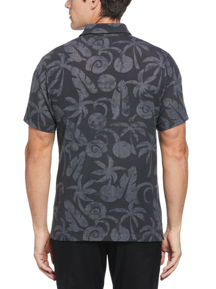 Tropical Print Golf Polo (Charcoal Art) 