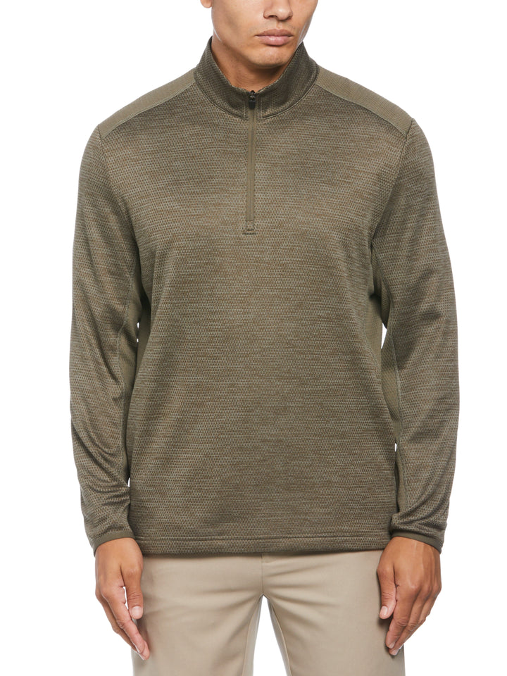 Men's Two Tone Space Dye Quarter Zip Golf Pullover