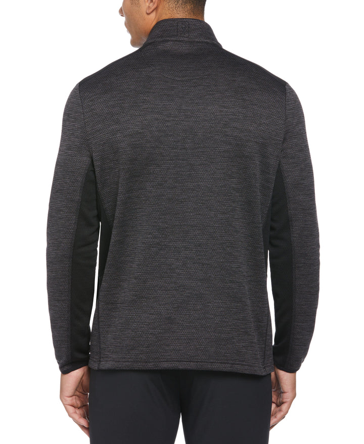 Two Tone Space Dye 1/4 Zip Golf Pullover (Caviar Htr) 