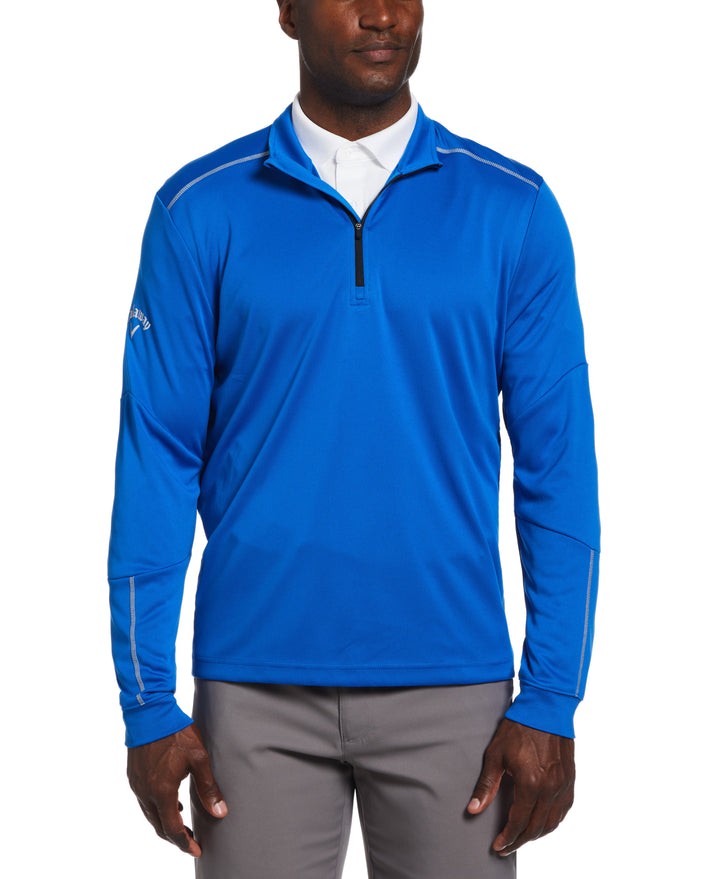 Mens Water Repellent 1/4 Zip Mock (Magnetic Blue) 