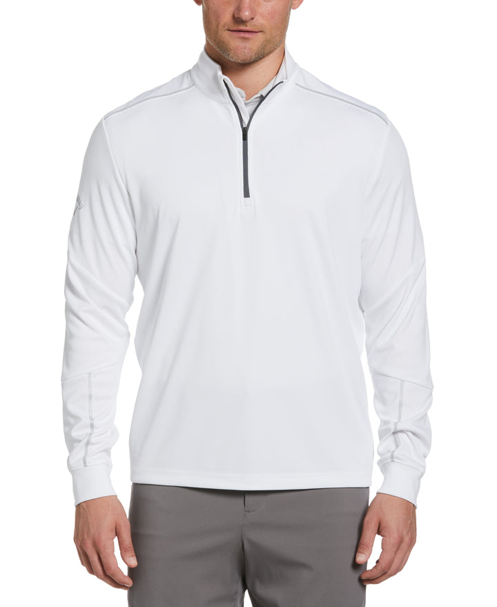 Mens Water Repellent 1/4 Zip Mock (White) 
