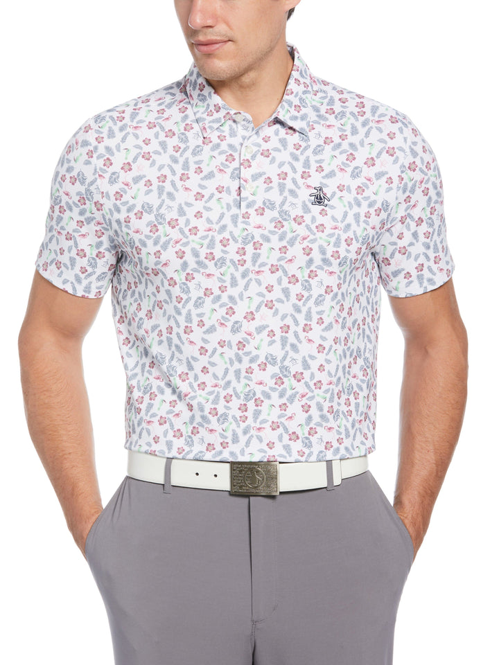 Men's Whimsical Tropical Print Golf Polo