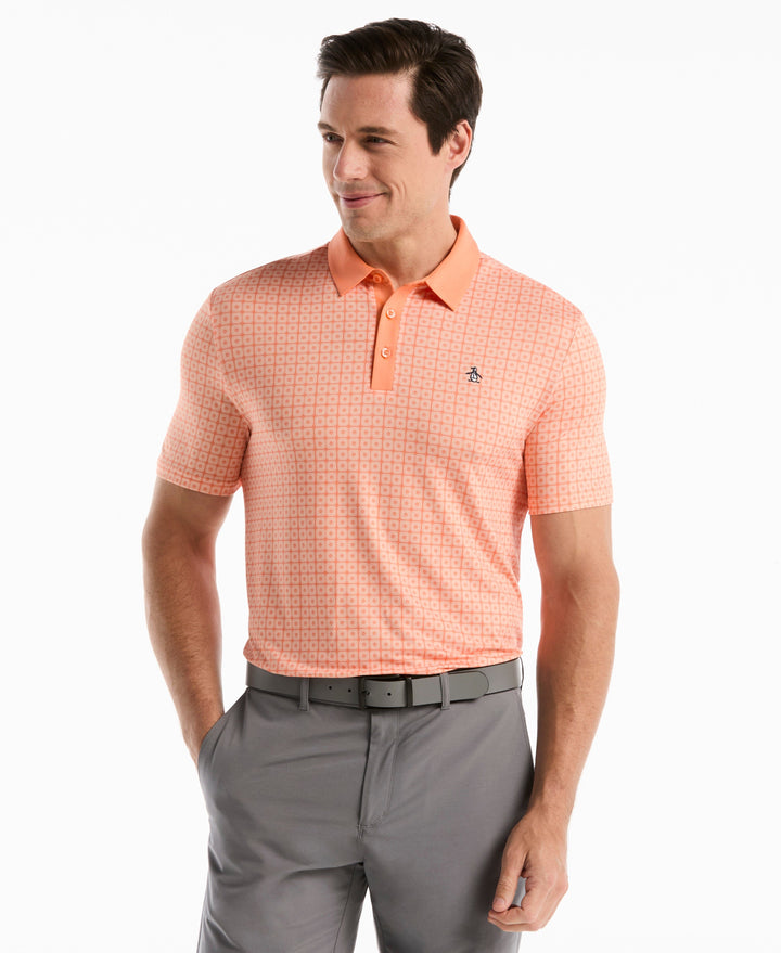 Windowpane Print Polo (Melon) 