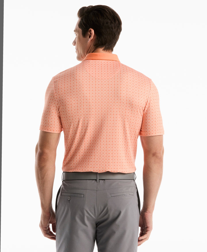 Windowpane Print Polo (Melon) 