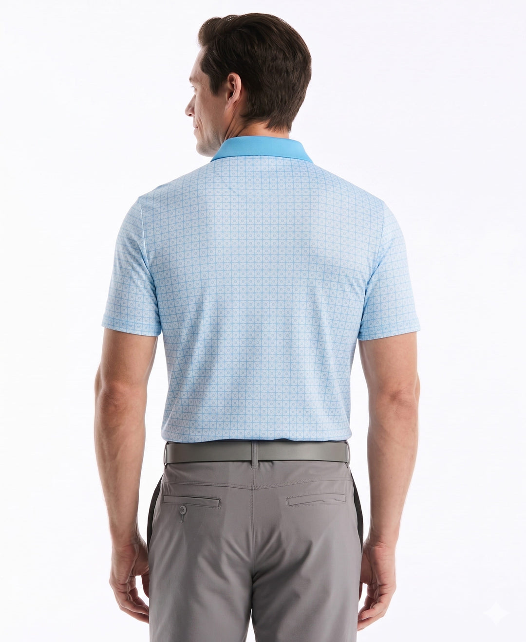 Men's Windowpane Print Polo