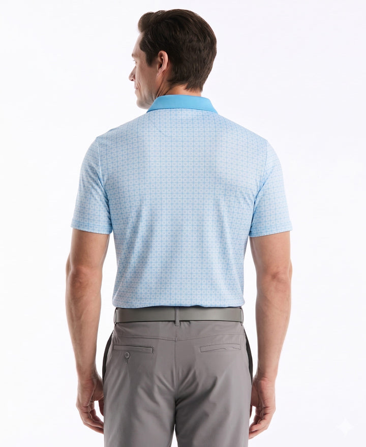 Men's Windowpane Print Polo