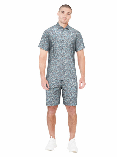 Woven Pineapple Print Golf Shirt (Tradewinds) 