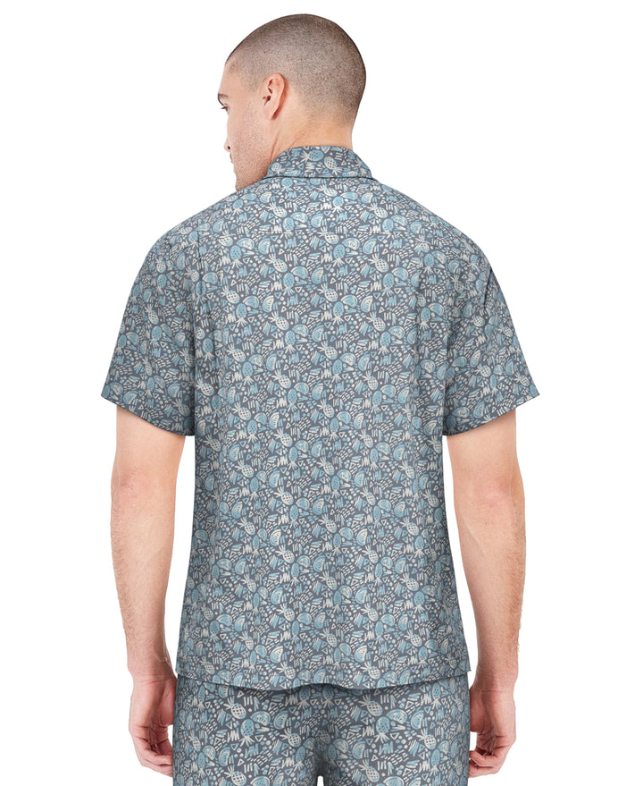Woven Pineapple Print Golf Shirt (Tradewinds) 