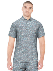 Woven Pineapple Print Golf Shirt (Tradewinds) 