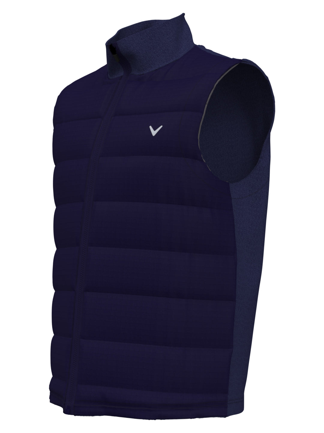 Mixed Media Full Zip Puffer Golf Vest (Peacoat Heather) 