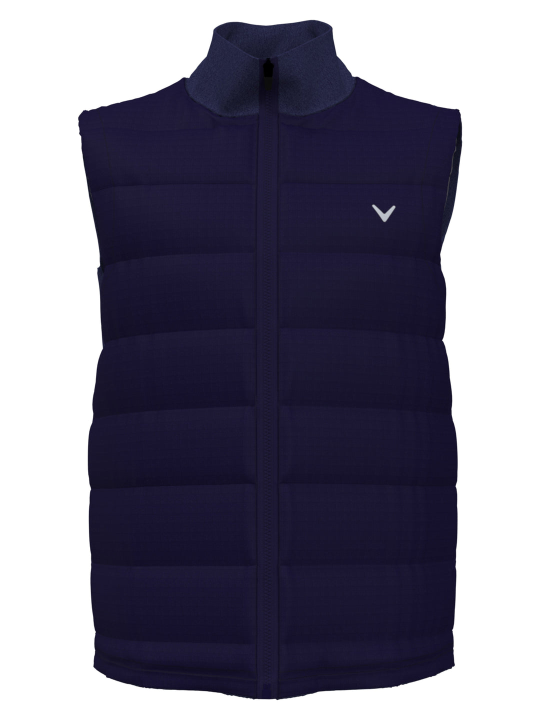 Mixed Media Full Zip Puffer Golf Vest (Peacoat Heather) 