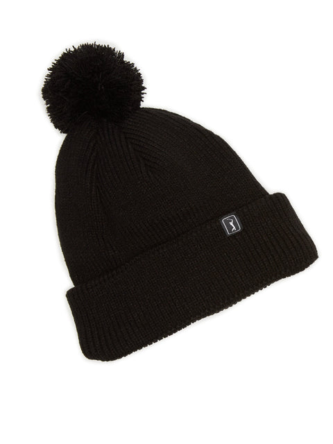 Pom Pom Beanie with Logo (Caviar) 