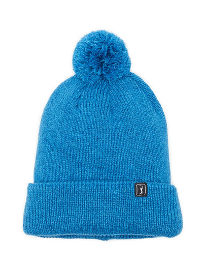 Pom Pom Beanie with Logo (Blue Grouper Htr) 