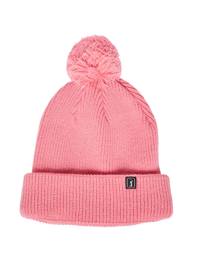 Pom Pom Beanie with Logo (Pink Carnation) 