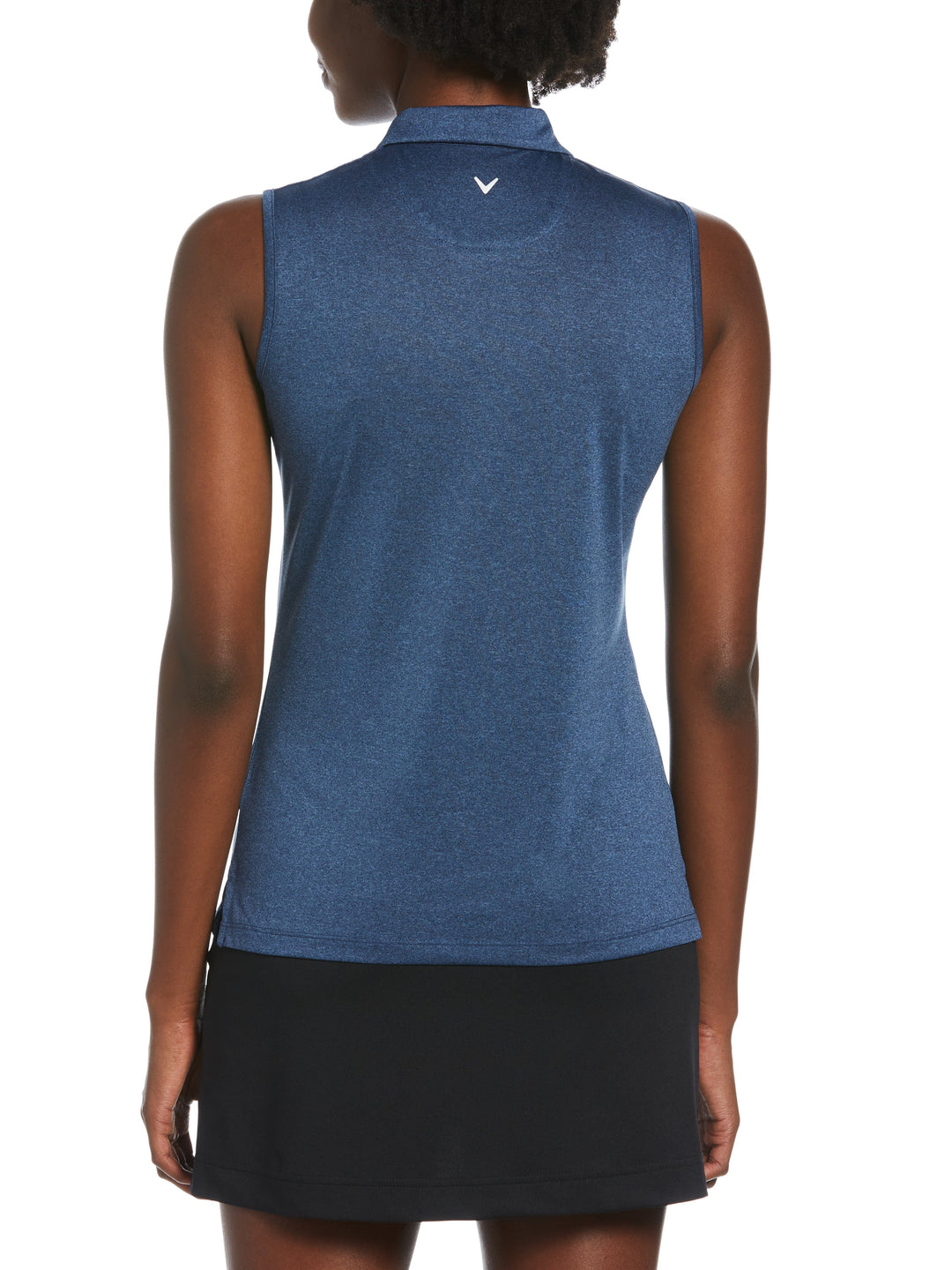 Quarter Zip Heather Sleeveless Golf Polo (True Navy Htr) 