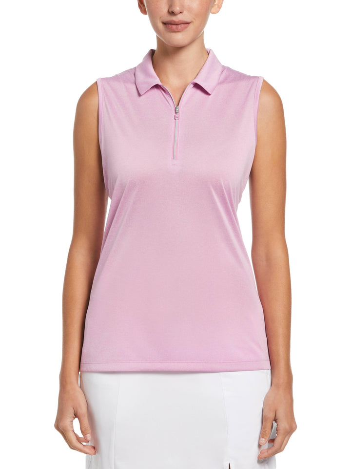 Quarter Zip Heather Sleeveless Golf Polo