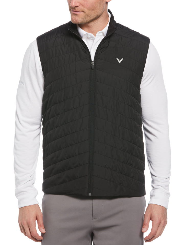 Quilted Full Zip Puffer Golf Vest (Caviar) 