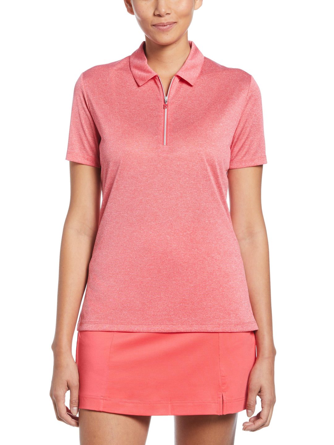 Quarter Zip Heather Golf Polo (Geranium Htr) 