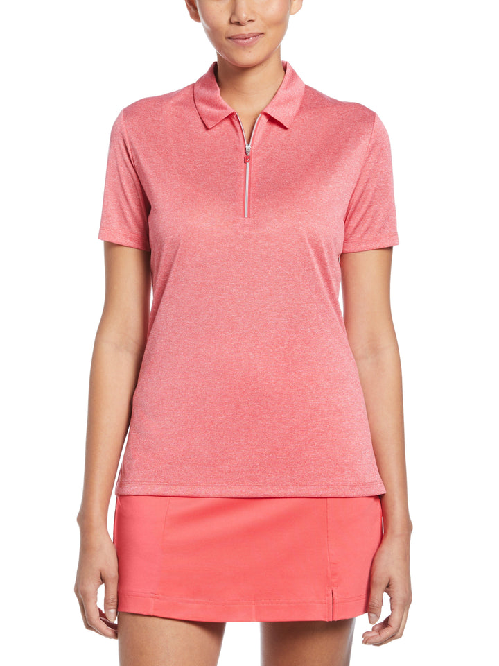 Quarter Zip Heather Golf Polo (Geranium Htr) 