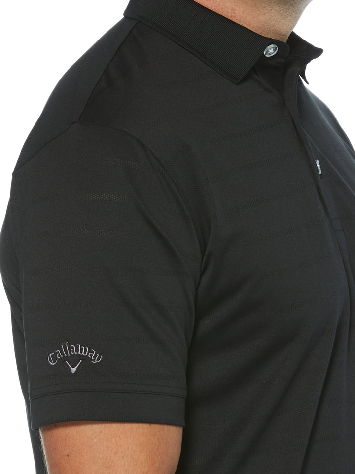 Vent Short Sleeve Open Mesh Polo Shirt (Black) 