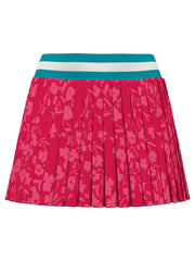 Women's 15" Summer Floral Lightweight Stretch Woven Pleated Skort