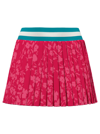 Women's 15" Summer Floral Lightweight Stretch Woven Pleated Skort