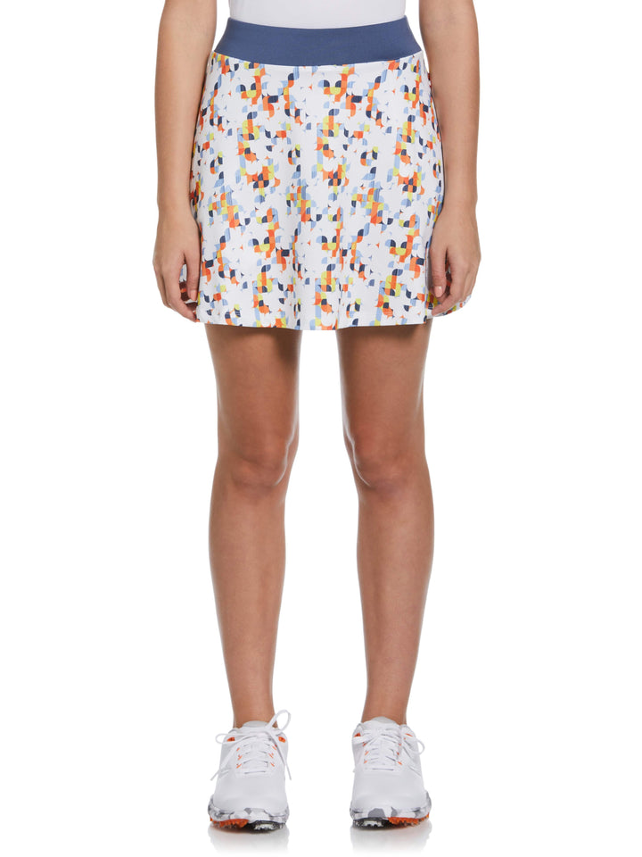 17" Geo Print Flounce Golf Skort (Brilliant White) 