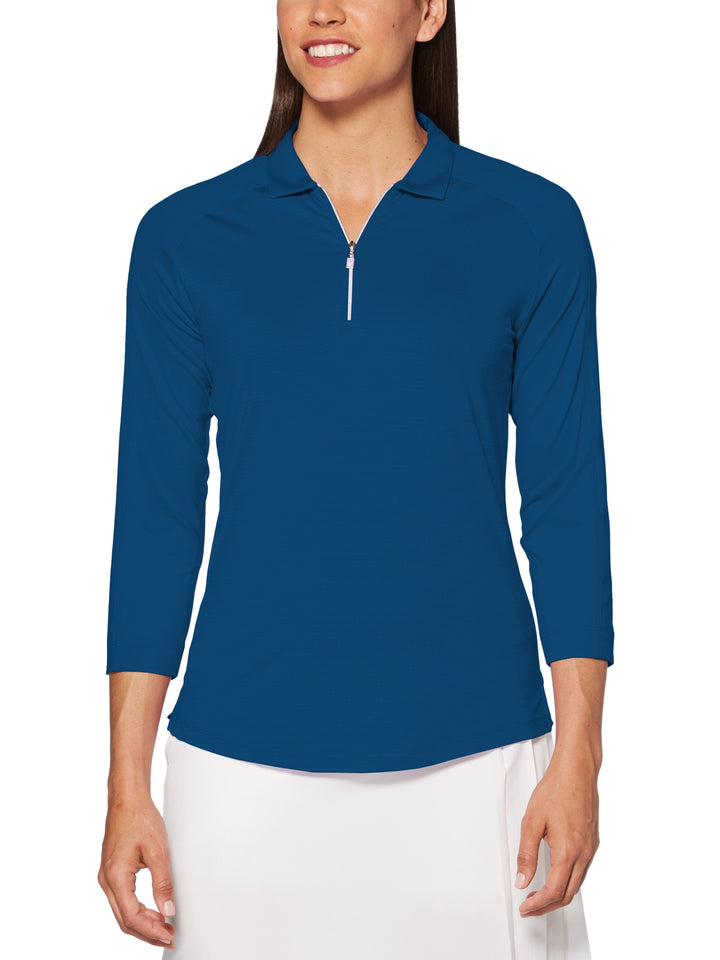 Women's 3/4 Sleeve Swing Tech Shadow Stripe Polo